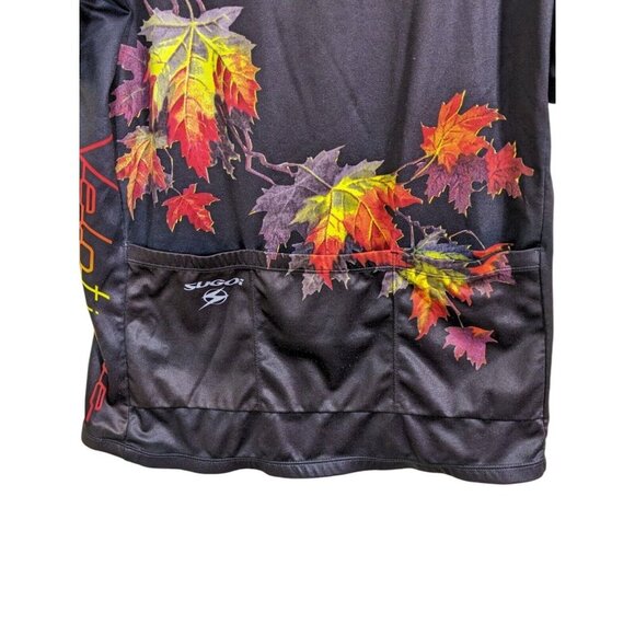 Sugoi Velotique Canada Cycling Jersey Adult Med Black All Over Maple Leaf Print - Picture 6 of 6